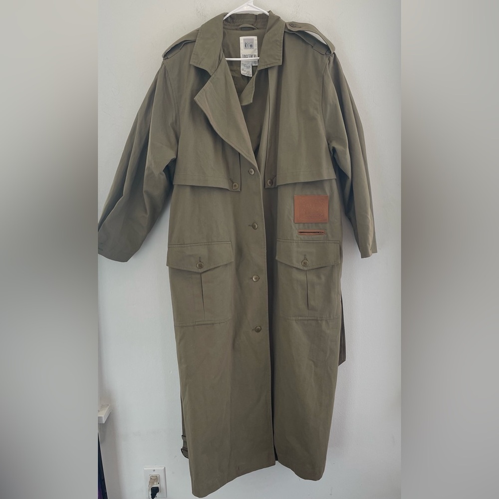 Together! Vintage Plus Size Trench Coat, Army Green - Sz 18